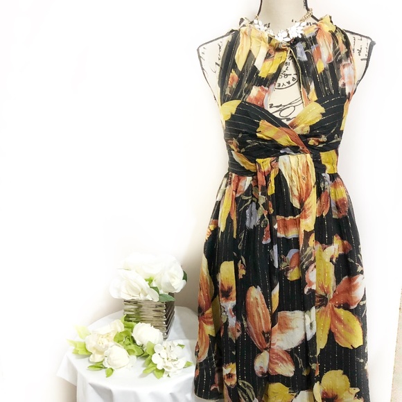 Anthropologie Dresses & Skirts - Anna Sui/Anthropologie black Metallic floral dress